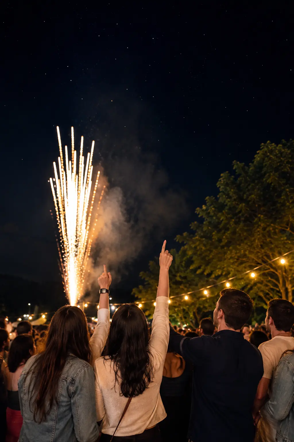 Evento corporativo com fogos de artifício no Bosque das Palmeiras